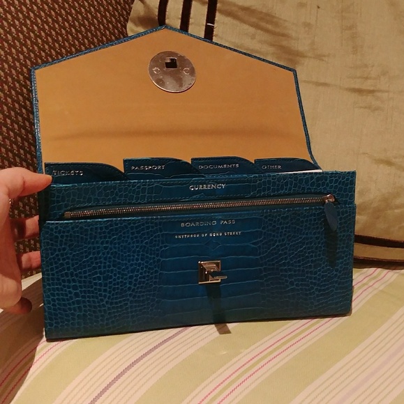 Smythson PETROL BLUE travel clutch - Picture 3 of 8